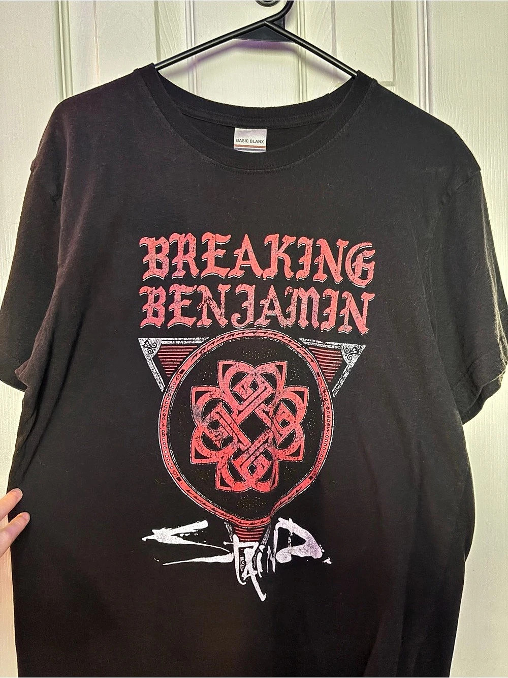 Basic Blanx Breaking Benjamin 2024 Tour T-Shirt Graphic Band Tee in Black & Red